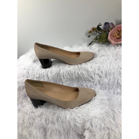 J. Crew Women Shoes Size 8 Chunky Tortoise 2” Heels Neutral Suede Slip On - Picture 1 of 8